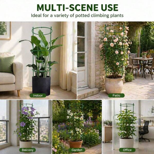 Multi-Scenario Round Plastic Plant Climbing Rack, 4-Tier 24-Rod Climbing Plant Support, Garden Vine Flower Trellis, Suitable For Indoor, Patio, Balcony, Garden, Office Potted Vines
