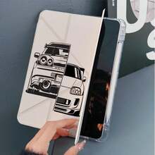 1pc Vintage Racing Pattern Tablet Protective Case 3+Y Folding Multi-Angle Magnetic Stand Tablet Case With Pen Slot And Auto Sleep/Wake Function Compatible With IPad Pro/Air, Pad 5/6/21, Pad, MatePad, Honor Pad - Multicolor - View 4