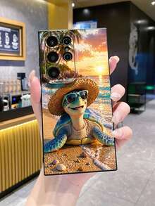 1pc Smiling Camera Anti-Drop Phone Case UV Printed Compatible With Samsung/Galaxy///// Android Models - Black - View 7