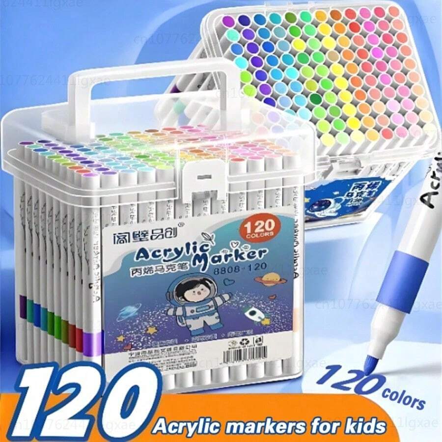 1 Box Acrylic Art Markers, For Art Painting Acrylic Marker Pen, Waterproof & Quick-Dry, Perfect For Student Graffiti,Teachers And School Use, Back To School