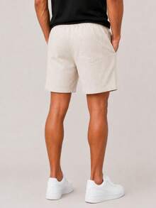 Kit 3 Premium Linen Shorts Bermuda Mauricinho Men's Casual Basic Comfortable Drawstring Waist - 粉色 - 查看 5