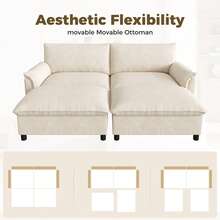Modular Cloud Sectional Sofa, Beige 3 Seat With Storage Footstool - Beige 4 Seat - View 11