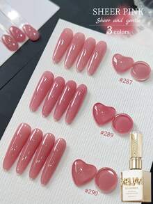 XEIJAYI 3-Farben Rosa Gel Nagellack Set, UV LED Abweichgel, Semi-Permanent, DIY Salon-Qualität Nagelgel, Geschenk für Frauen - Verschiedenfarbig - Übersicht 3