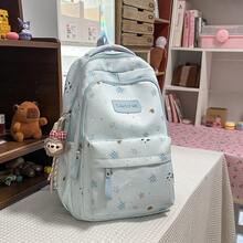 LECEY Women's Middle School High School College Student Large Capacity Backpack - Blue - View 5