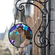 Personalisierte Glasporträts, Glasdenkmäler, personalisierte Fotoporträts, Trauergeschenke, Glasfotos. Familiäres Gedenkgeschenk, perfektes Jubiläumsgeschenk, Heimdekoration, geeignet zum Dekorieren von Wohnzimmern, Schlafzimmern und Gärten. - Verschiedenfarbig - Übersicht 7