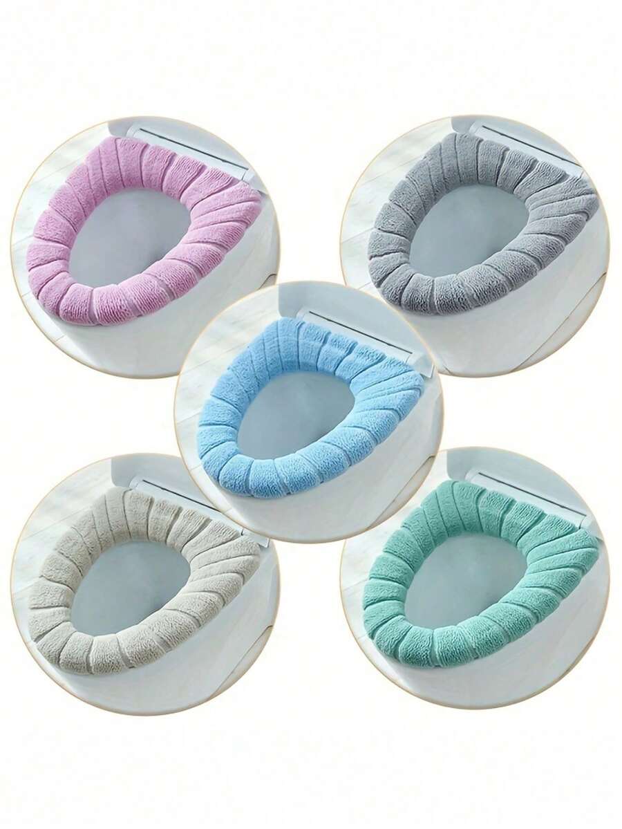 1/2/4pcs Universal Thick Plush Toilet Seat Cover, Soft And Comfortable, Washable, Pumpkin Patterned Toilet Seat Cushion - Multicolor - View 1