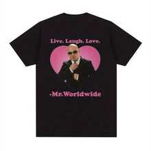 LocalCamiseta gráfica de Pitbull, Mr. Wcomndoldwide, para hombres y mujeres, con diseño de ccomndoazón y texto rosa, ajuste regular, ropa casual de ca - Negro - Ver 1