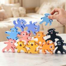 Puppy Stacking Balance Blocks Educational Puzzle Toy Wooden Stacking Tower For Kids - 彩色 - 查看 7