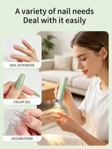 1pc Mini Rechargeable UV LED Nail Lamp, Suitable For Gel Nails, Fast Drying UV LED Gel Nail Polish Curing Light, Nail Art Tool, Rechargeable Nail Salon Equipment - Mint Green - View 6