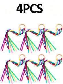 1/4/6pcs Ribbon Set, Includes Dance Ribbon, Handheld Kite, Throwable Wand And Wooden Ring Wand, Ribbon, Birthday Sash, Suitable For Wedding, Bride, Wedding Decoration, Wedding Arrangement, Bachelorette Party, Party Supplies And Wedding Ribbon - Rainbow Ribbon - View 17