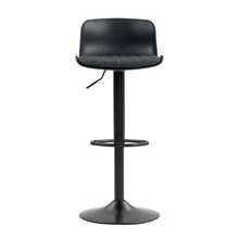 Adjustable Swivel Stool Set Of 2 / Modern Style Bar Stools / Plastic Backrest & Faux Leather Seat / Gas Spring Height Adjustment / Suitable For Kitchen Islands Or Dining Rooms - Black - View 5