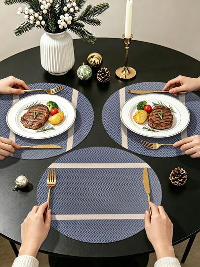4/120pcs Round PVC Faux Rattan Woven Placemats, Washable Western Table Mats, Odorless Tableware Pads, Non-Slip Bowl And Plate Mats, Practical And Stylish Table Mats, Suitable For Holidays, Parties, Gatherings, Birthdays, Weddings, Dinner Parties And Other Occasions