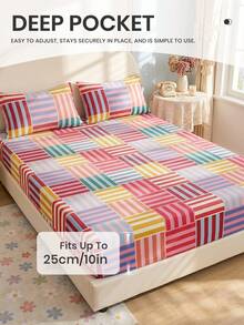 2/3pcs Printed Bedding Set, Bedding, Mattress Protector Set, Comfortable Home Textiles, Breathable Anti-Pilling Mattress Cover, Home Decor, Suitable For All Seasons, Machine Washable, Back To School - Multicolor - View 8