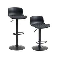 Adjustable Swivel Stool Set Of 2 / Modern Style Bar Stools / Plastic Backrest & Faux Leather Seat / Gas Spring Height Adjustment / Suitable For Kitchen Islands Or Dining Rooms - Black - View 10