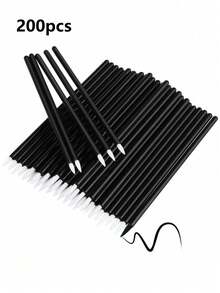 200/100/50pcs Eyeliner Pen, Used For Eyeliner, Lip Line, Highlight And Detail Makeup Outline, Makeup Brush Applicator, Fine Brush Head, Necessary Cosmetics Tools For Makeup - Black - View 9