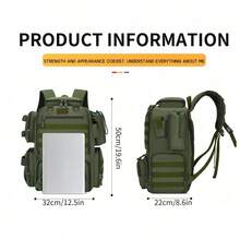 Multifunctional Durable Tactical Fishing Backpack With Rod Holder, Large Capacity Multi-Purpose Fishing Gear Storage Bag, Waterproof MOLLE Equipment Bag, Breathable Mesh Back And Shoulder Straps, Side Water Bottle And Pliers Pockets, Suitable For Hiking, Camping, Cycling, Travel - Multicolor - View 13