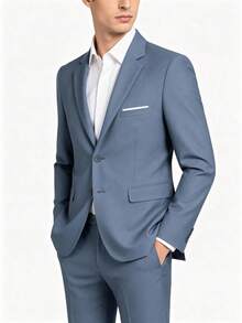 Setelan Jas Pria 2 Potong: Blazer Polos dengan Celana Panjang Formal untuk Pernikahan, Prom, dan Acara Bisnis. - Dusty Blue - View 6