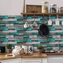OUTANA 6/12/24pcs Vintage Faux Stone Vinyl Plastic Self-Adhesive Wall Stickers, Removable 3D Wallpaper, Home Decor Wall Decals, Suitable For Living Room Wall Decoration, Bedroom Decor, Kitchen Accessories, Bathroom Wall Decoration, Waterproof Oil-Proof Vinyl Kitchen Tile Stickers (30cm*15cm) Wall Panels, Classroom Essentials, Room Decoration - Multiple Styles - View 3