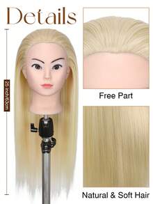 Mannequin Head 25 Inch Synthetic Fiber Manikin Head Hairdresser Styling Training Head Training Model Cosmetology Doll Head Hair For Practice Cutting Braiding - View 3