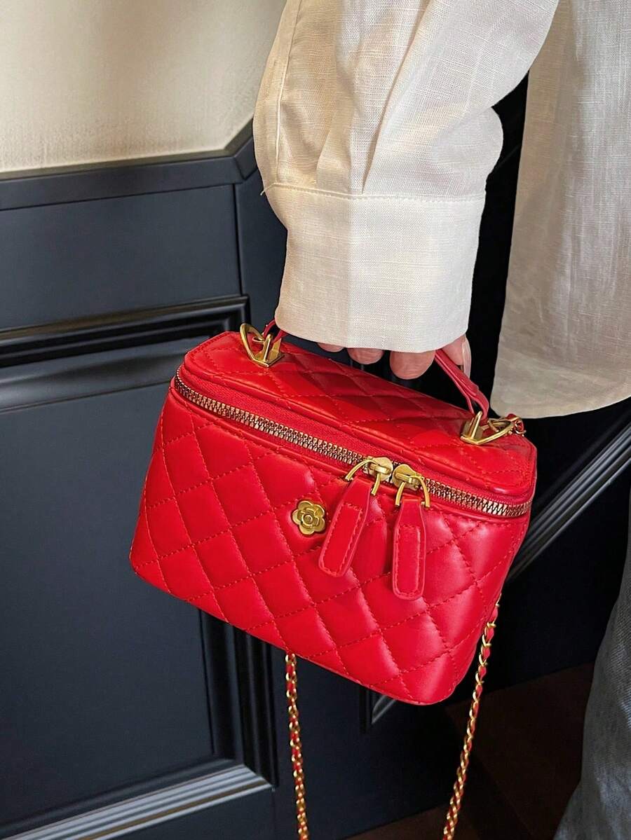 Nuevo Bolso de Mano Tipo Caja, Bolso Bandolera Casual Minimalista - Rojo - Ver 1