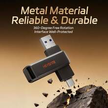 HEYGATE USB 3.2 Type-C Dual Interface Flash Drive 32GB-256GB, 360-Degree Rotating Design, Space-Saving And Portable, High-Performance Stable Transfer, Suitable For Daily Office And Study File Storage Needs - View 10