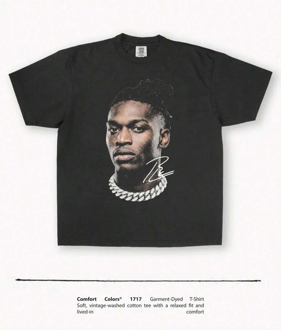 Camiseta Gráfica Rafael Leão – [Género] Camiseta Streetwear Autografiada – Camiseta Unisex de Algodón Premium -  1717 - Negro - Ver 1