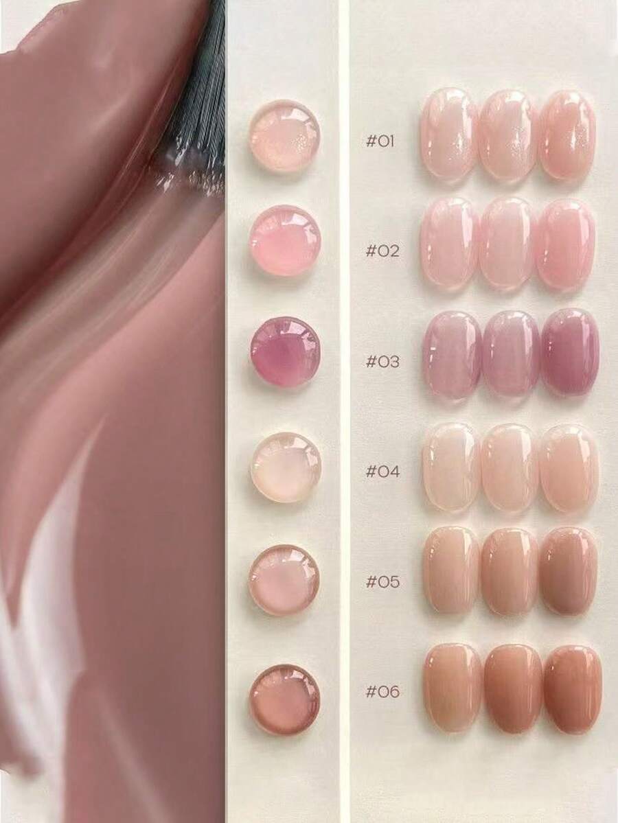 15ml Icy Transparent Nude Nail Polish Gel, 2026 New Solid Color Base Color, Versatile Commute Jade Nude Nail Polish Dedicated Gel - Multicolor - View 1