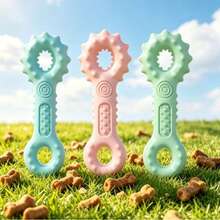 Pet Supplies Double Ring Shaped Dog Chew Toy, Durable Bite-Resistant Teething Stick, Boredom Relief Dog Toy - Multicolor - View 7