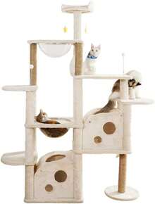 Cat Scratching Post, Cat Tree Furniture Tower, Multi-Level, With Cheese Design (170CM) - Grey - View 5