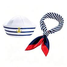1, 2, 4, 6 Pieces, Adult Navy-Style Hats, Halloween Cosplay Photo Props, Sailor Hats, Anchor Decorations, Navy Striped Cosplay Party Costume Hats - Multicolor - View 6