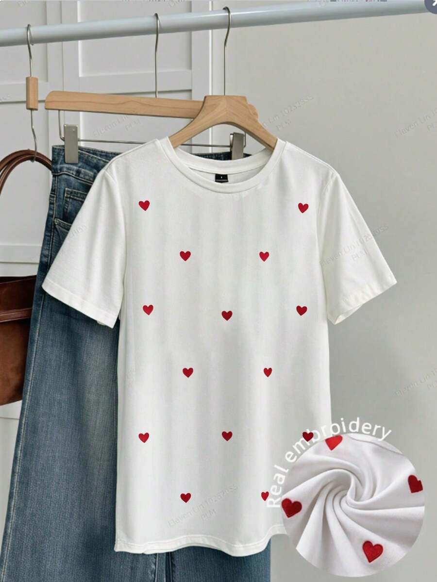 Casual Round Neck Short Sleeve Fitted Women's T-Shirt Suitable For Summer - White - View 1