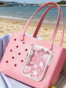 New Ocean Shell Pattern Bogg Beach Phone Bag (Includes Starfish & Shell Pattern) - Accessory, Phone Bag, Toiletry Bag; Essential For Travel And Outings, Can Be Used As Decorative Charm - Multicolor - View 5