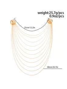 1pc Elegant Fashion Geometric Metal Thin Chain Multi-Layer Tassel Stackable Charm Jewelry Brooch Pin Clothing Chain Luxurious Light Luxury Wedding Banquet Vacation Party Casual Street Photography Women Couple Holiday Birthday Versatile Brooch Gift - Brooch - View 8