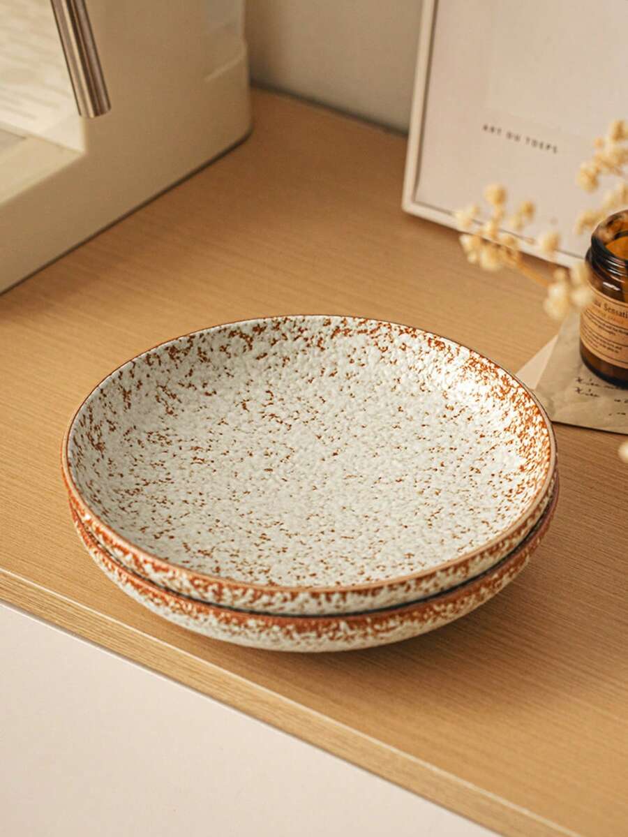 7.5英吋復古厚陶瓷釉圓盤,居家廚房用品,適用於居家使用、日常居家、家居裝飾、廚房、廚房裝飾與餐廳,適合各種食物,可用作沙拉盤、晚餐盤、水果盤、麵條盤、湯盤,非常適合家庭聚會、派對,也是一份個性化禮物 - 彩色 - 查看 1