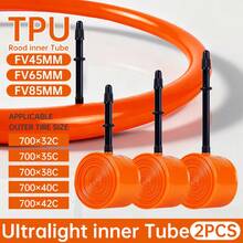2入公路車內胎 700C 700x32/35/38/40/42C 超輕防刺穿 TPU 內胎，適用山地車，法式氣嘴 45/65/85mm - 彩色 - 查看 1