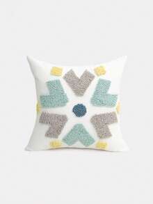 1pc/2pcs Abstract Geometric Blue Heart-Shaped Throw Pillow Cover, Soft Color Block Fluffy Embroidery Snowflake Pattern Cushion Case, Suitable For Sofa, Bedroom, Living Room, Cabin Decorative Pillowcase, Outdoor Balcony Garden Patio Fabric Decor All Season Pillow Cover Without Filling - Multicolor - View 11