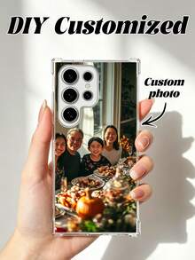 1pc Customized Photo Shockproof Transparent Protective Phone Case Compatible With 16 PROMAX/16 Plus, S24U And Other Models, Personalized Picture Case For Family Partner Pet, Custom Clear Phone Cover For Anniversary Birthday Graduation, Unique Personalized Gift For Boyfriend Girlfriend Friends Family Members - Clear - View 1