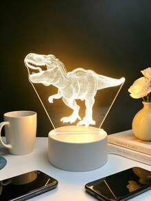 3D恐龍LED小夜燈 壓克力T-Rex幻象燈 USB供電 臥室書桌燈 侏羅紀恐龍房間裝飾 兒童臥室裝飾檯燈 恐龍愛好者禮物 男孩女孩幼兒與兒童生日聖誕禮物 - 霸王龍 - 查看 4