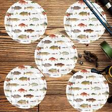 10入釣魚主題生日派對一次性紙盤，魚類賞析主題生日派對餐具，多款魚紋易撕紙盤，適用節日慶祝生日派對茶會婚禮，精緻工藝時尚搭配裝飾 - 彩色 - 查看 5
