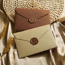 3-Piece Luxury Linen Envelope & Stationery Set With Wax Seal Stamp, Suitable For DIY Gifts, Wedding Invitations And Office Use - 3-piece - View 2