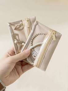 1/2/3 piezas de caja de joyería portátil, puede almacenar aretes, collares, anillos, pulseras, bolsa de almacenamiento de joyas para viajes. - Bolsa de almacenamiento (6 unidades) - Ver 1
