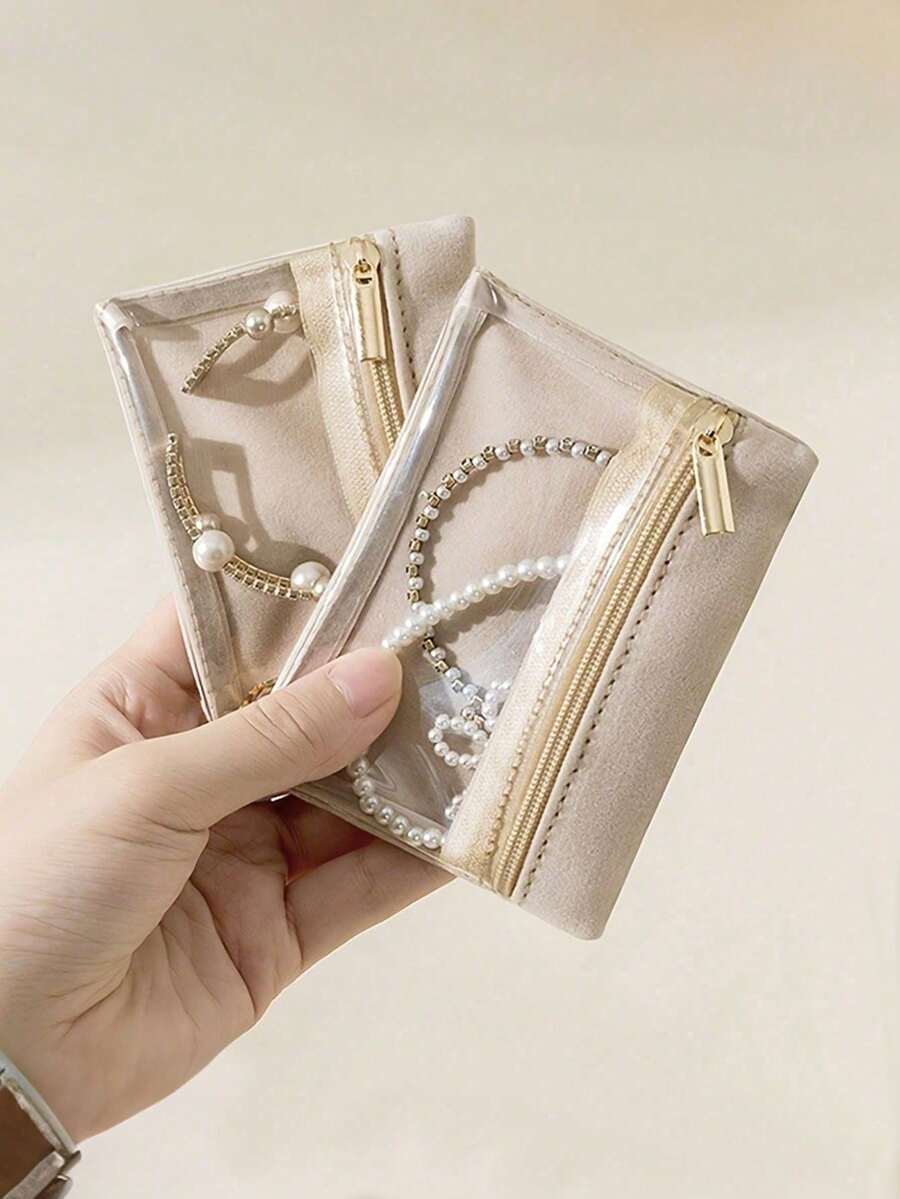 1/2/3 piezas de caja de joyería portátil, puede almacenar aretes, collares, anillos, pulseras, bolsa de almacenamiento de joyas para viajes. - Bolsa de almacenamiento (6 unidades) - Ver 1