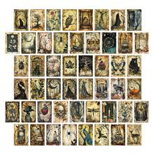 50pcs Vintage Gothic Wall Collage Kit, Dark Academia Small Posters For Home Room Decor, Retro Animals, Skull, Witch & & Spooky Themed Postcards For Bedroom Aesthetic, Halloween Decoration - A - View 7