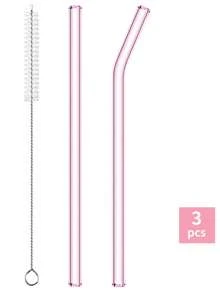 20cm 可重複使用玻璃吸管套組附吸管清潔刷，直管與彎管耐熱吸管，適用於奶昔、珍珠奶茶、調酒、冰咖啡，居家廚房、派對用品、餐廳飲具 - 彩色 - 查看 18