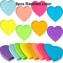 1/8 piezas/Set, Notas adhesivas con forma de corazón, Notas adhesivas con forma de corazón rayadas, Notas adhesivas autoadhesivas, Adecuadas para escuela, fiesta, intercambio de regalos, oficina, hogar y escuela, Artículos de papelería esenciales para el hogar, 3x3 pulgadas. Útiles escolares, Regreso a la escuela, Artículos escolares esenciales, Accesorios de escritorio - Medio - Ver 12