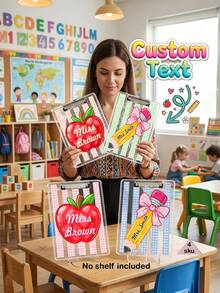 1pc Customized Apple Pen Teacher Name Clipboard, Personalized Teacher Appreciation Gift, Back To School, Teacher Gift, Lesson Plan Clipboard, Kindergarten & Elementary Teacher Desk Accessory, New Teacher Welcome Gift - Multicolor - View 2