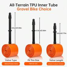 2入公路車內胎 700C 700x32/35/38/40/42C 超輕防刺穿 TPU 內胎，適用山地車，法式氣嘴 45/65/85mm - 彩色 - 查看 9