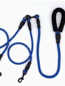 One-To-Two Dog Leash, Outdoor Double-Headed, Golden Retriever, Shiba Inu, Small, Medium, Large Dog P-Chain, Dog Walking P-Rope - Multicolor - View 2