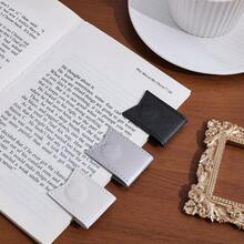 3pcs Solid Color Minimalist Leather Magnetic Bookmarks, Business Style Unisex Double-Sided Bookmark Clips, Gift For Book Lovers, Readers, Teachers, Students, Book Accessories, Coffee Brown And Silver Pattern - Rectangle - View 6