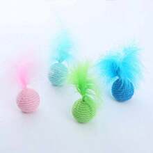 2pcs Dual-Color Sound-Making Feather Paper Rope Balls, Cat Toys, Chewing And Scratching Toy For Self-Entertainment And Boredom Relief, Random Color, Artificial Feathers, No Battery Required, Pet Supplies - Multicolor - View 11